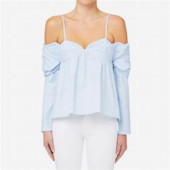 Seed Heritage Tops - SEED HERITAGE Blue Cold Shoulder Long Sleeve Blouse Top NWT